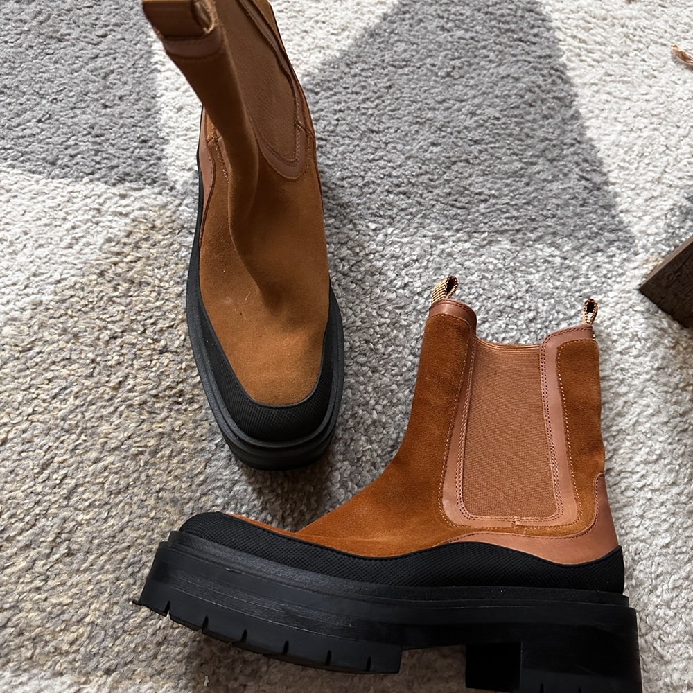 Brown Chelsea Boots with Black Sole